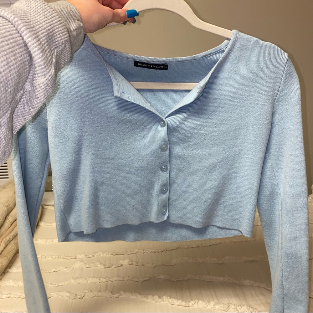 Blue Brandy Melville Cropped Sweater